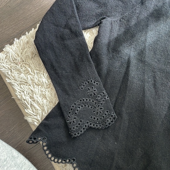 BY MALENE BIRGER | Black Eyelet Knit Cardigan Top - Picture 9 of 10